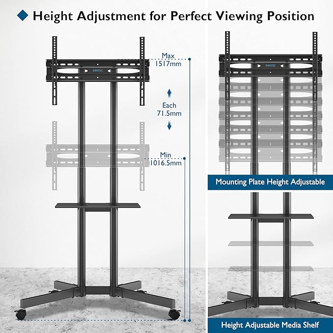 Moove 32" - 85" Double Pole Portable Display Trolley on Wheels Mobile Trolley Moove AVMounts