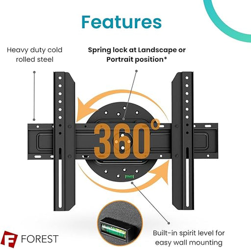 Forest 360° Rotating TV Wall Mount Bracket - For 37" - 70" TV's