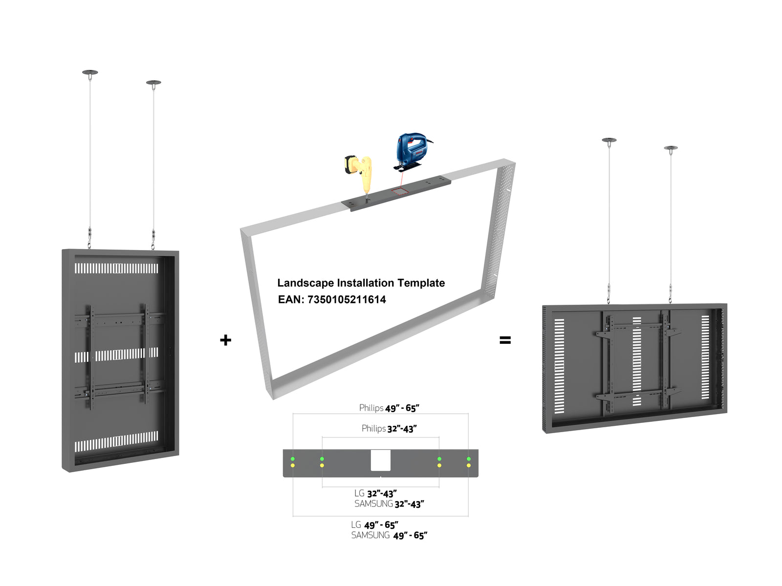 Multibrackets M Pro Series Enclosure 55" High Brightness Wire Medium Black Signage Display Enclosures Multibrackets