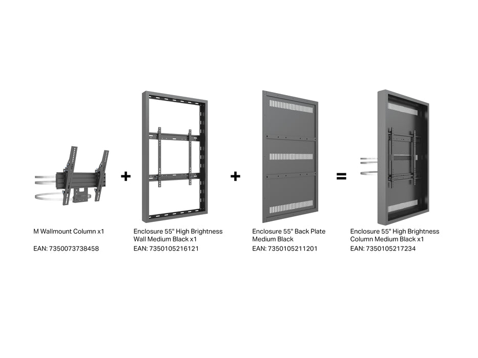 Multibrackets M Pro Series Enclosure 55" High Brightness Column Medium Black Signage Display Enclosures Multibrackets