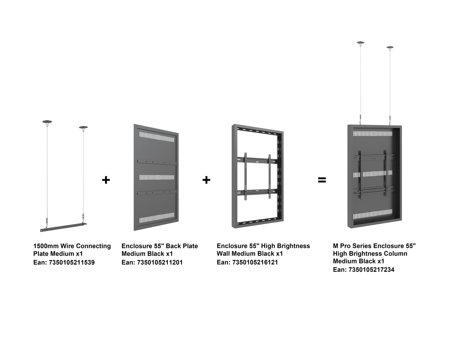 Multibrackets M Pro Series Enclosure 55" High Brightness Column Medium Black Signage Display Enclosures Multibrackets