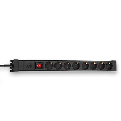 Lindy 8-Way Schuko Mains Power Extension with Switch, Black | 73104 Lindy Power Strips Lindy