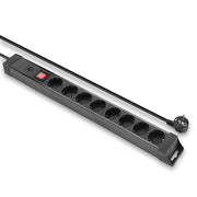 Lindy 8-Way Schuko Mains Power Extension with Switch, Black | 73104 Power & Charging Lindy