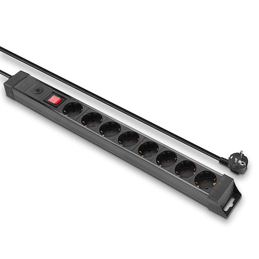 Lindy 8-Way Schuko Mains Power Extension with Switch, Black | 73104 Lindy Power Strips Lindy