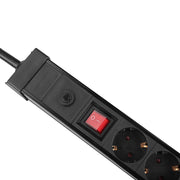 Lindy 8-Way Schuko Mains Power Extension with Switch, Black | 73104 Power & Charging Lindy
