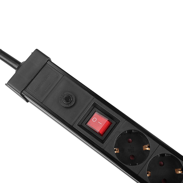 Lindy 8-Way Schuko Mains Power Extension with Switch, Black | 73104 Lindy Power Strips Lindy