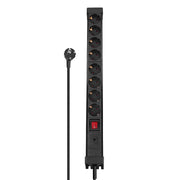 Lindy 8-Way Schuko Mains Power Extension with Switch, Black | 73104 Power & Charging Lindy