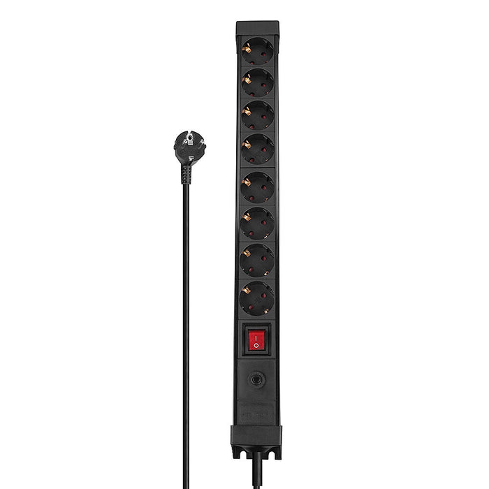 Lindy 8-Way Schuko Mains Power Extension with Switch, Black | 73104 Lindy Power Strips Lindy