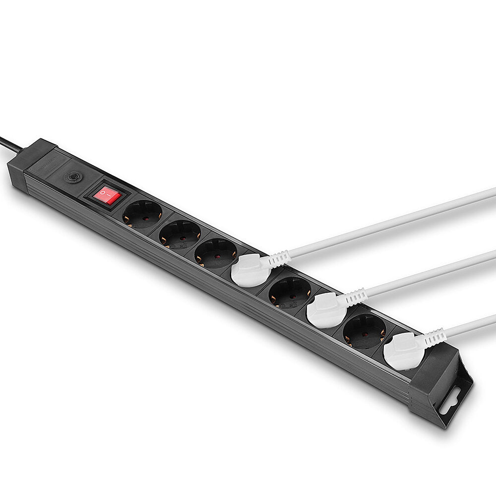 Lindy 8-Way Schuko Mains Power Extension with Switch, Black | 73104 Power & Charging Lindy