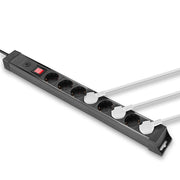 Lindy 8-Way Schuko Mains Power Extension with Switch, Black | 73104 Power & Charging Lindy