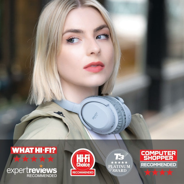Lindy BNX-60 Wireless Active Noise Cancelling Headphones with aptX, Cool Grey Headset & Earphones Lindy