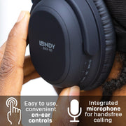 Lindy BNX-60 Wireless Active Noise Cancelling Headphones - Matt Black Headset Lindy