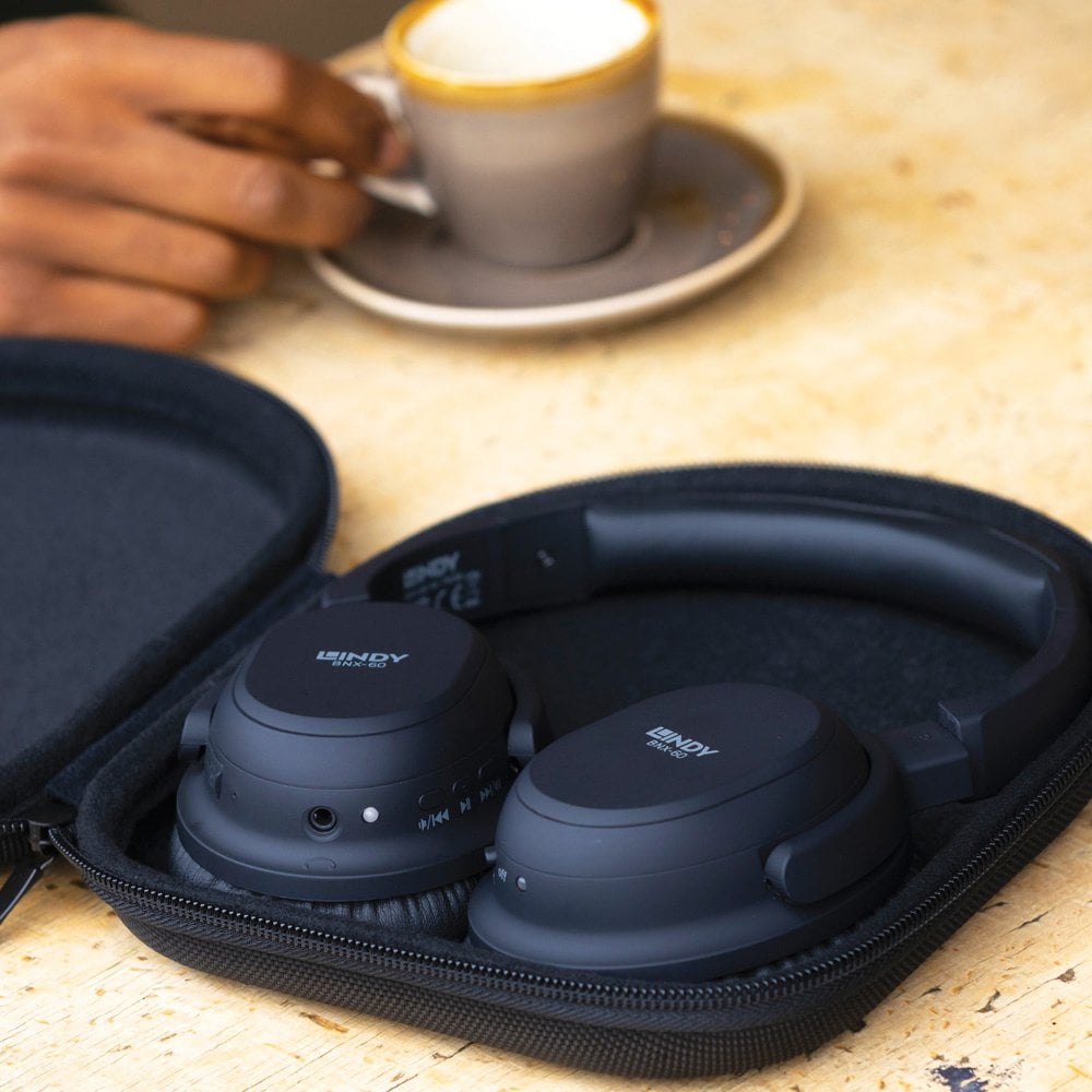 Lindy BNX-60 Wireless Active Noise Cancelling Headphones - Matt Black Headset Lindy