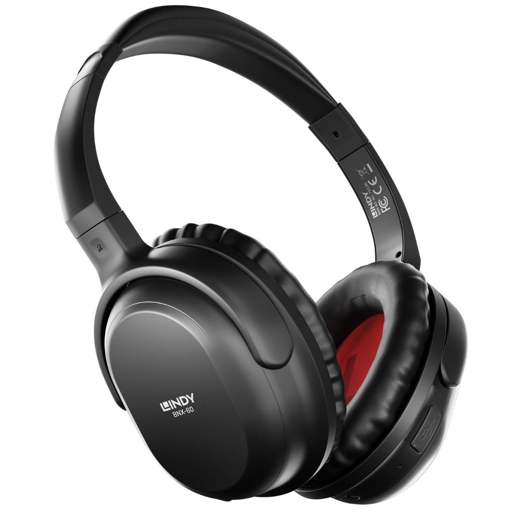 Lindy BNX-60 Wireless Active Noise Cancelling Headphones - Matt Black Headset Lindy