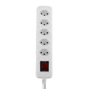 Lindy 5-Way Swiss 3-Pin Mains Power Extension with Switch, White | 73167 Power & Charging Lindy