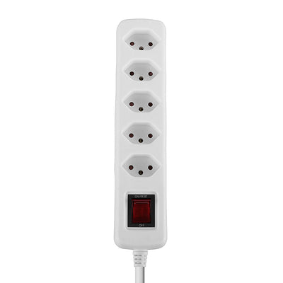 Lindy 5-Way Swiss 3-Pin Mains Power Extension with Switch, White | 73167 Lindy Power Strips Lindy