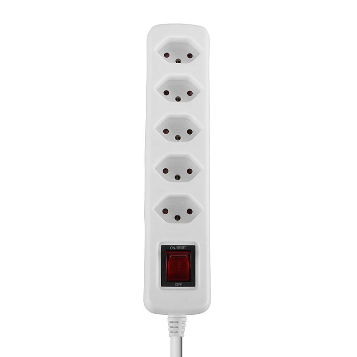 Lindy 5-Way Swiss 3-Pin Mains Power Extension with Switch, White | 73167 Lindy Power Strips Lindy