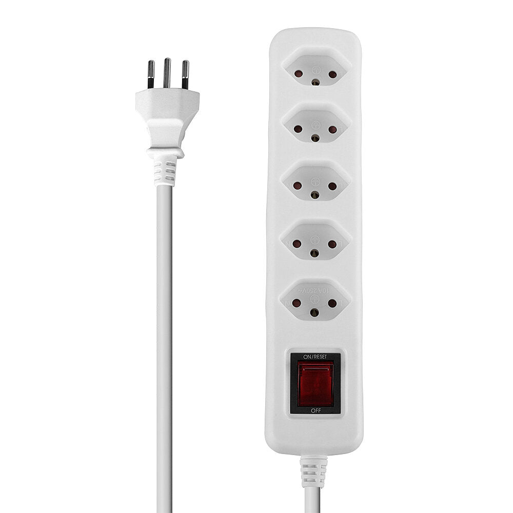 Lindy 5-Way Swiss 3-Pin Mains Power Extension with Switch, White | 73167 Power & Charging Lindy