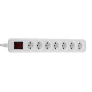 Lindy 7-Way Swiss 3-Pin Mains Power Extension With Switch, White | 73168 Power & Charging Lindy
