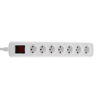 Lindy 7-Way Swiss 3-Pin Mains Power Extension With Switch, White | 73168 Lindy Power Strips Lindy