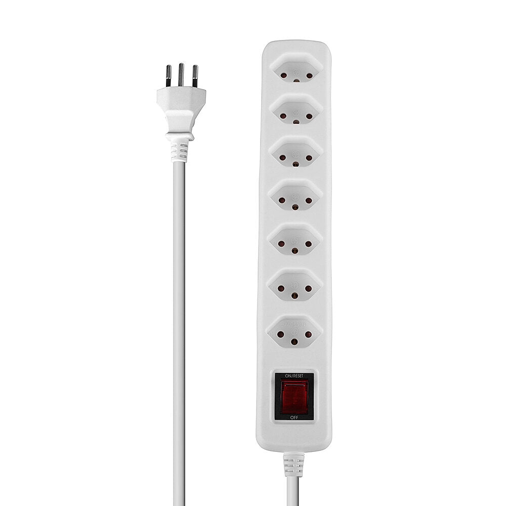 Lindy 7-Way Swiss 3-Pin Mains Power Extension With Switch, White | 73168 Power & Charging Lindy
