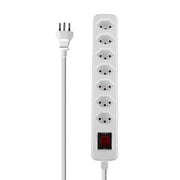 Lindy 7-Way Swiss 3-Pin Mains Power Extension With Switch, White | 73168 Power & Charging Lindy