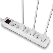 Lindy 7-Way Swiss 3-Pin Mains Power Extension With Switch, White | 73168 Power & Charging Lindy