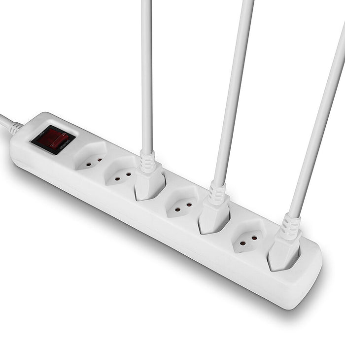 Lindy 7-Way Swiss 3-Pin Mains Power Extension With Switch, White | 73168