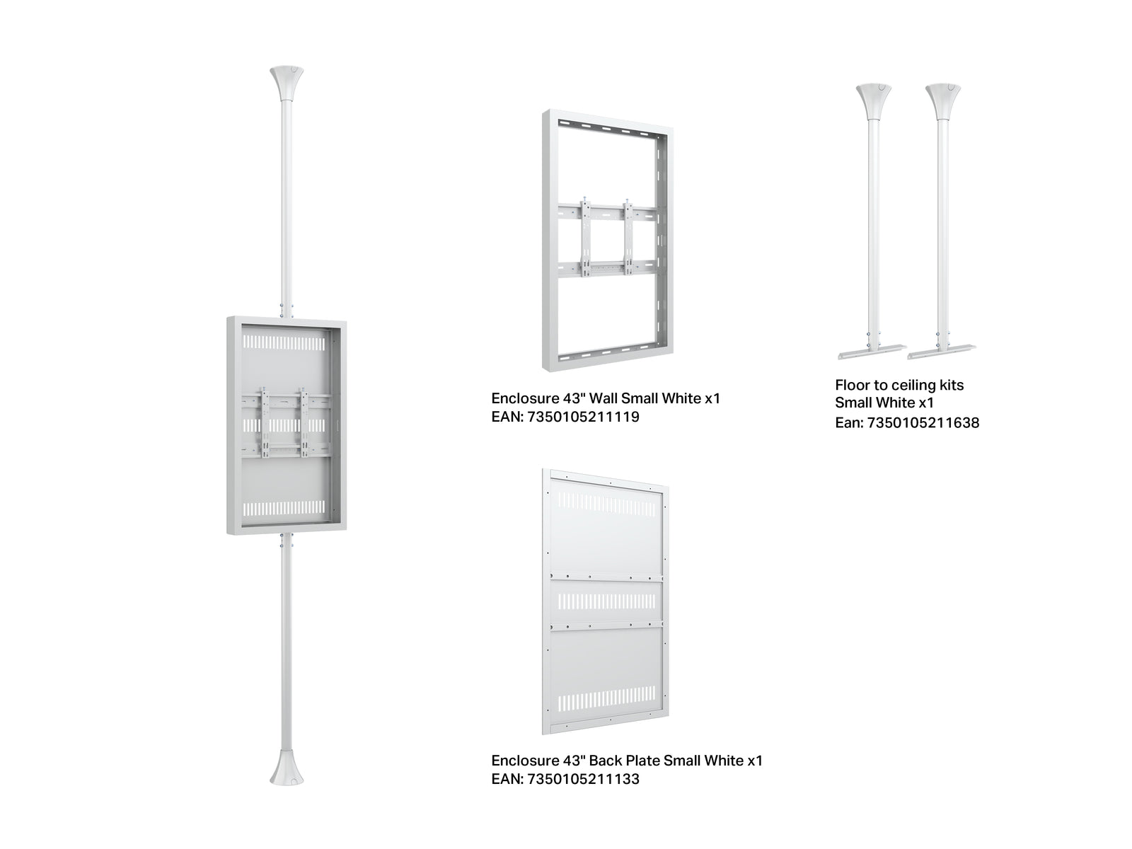 Multibrackets M Pro Series Enclosure 43" Floor to Ceiling Medium White Signage Display Enclosures Multibrackets