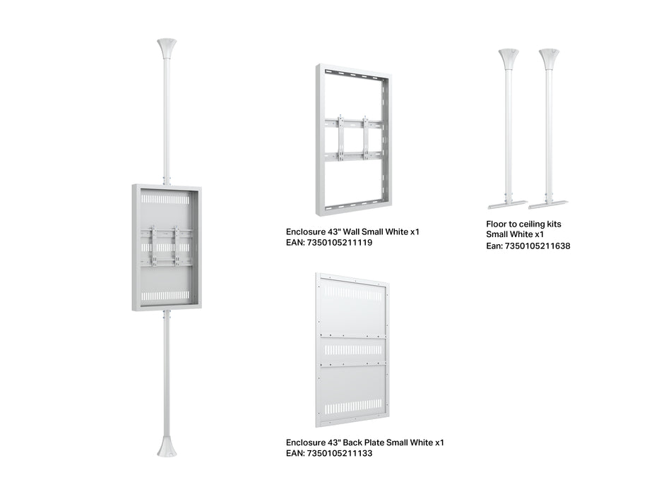 Multibrackets M Pro Series Enclosure 43" Floor to Ceiling Medium White Signage Display Enclosures Multibrackets