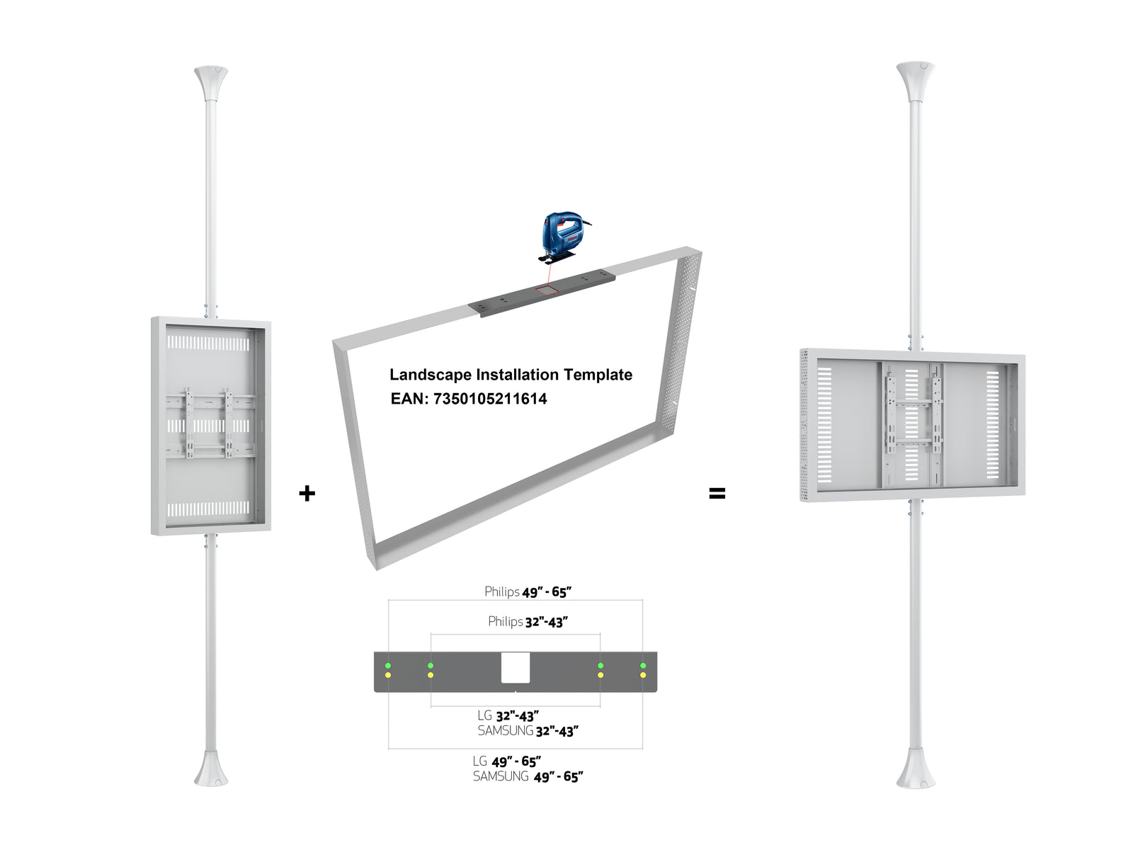 Multibrackets M Pro Series Enclosure 43" Floor to Ceiling Medium White Signage Display Enclosures Multibrackets