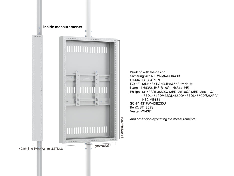 Multibrackets M Pro Series Enclosure 43" Floor to Ceiling Medium White Signage Display Enclosures Multibrackets