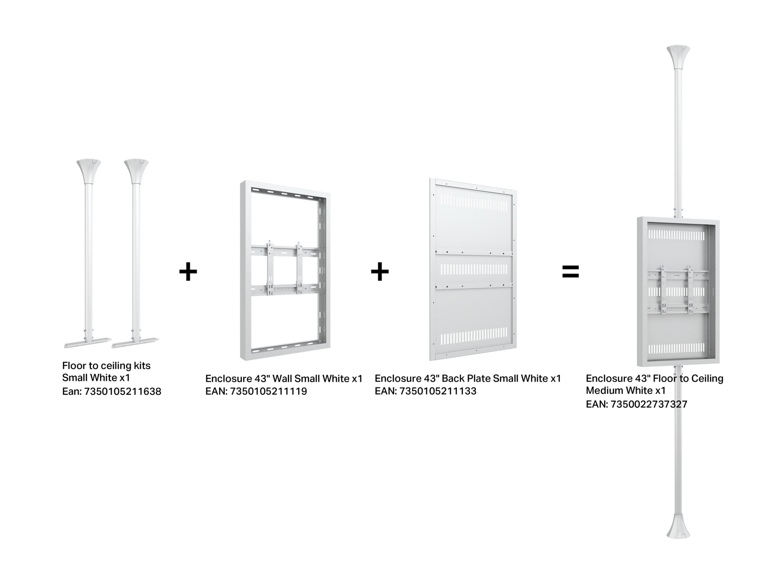 Multibrackets M Pro Series Enclosure 43" Floor to Ceiling Medium White Signage Display Enclosures Multibrackets