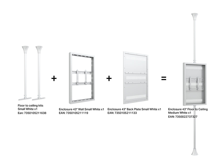 Multibrackets M Pro Series Enclosure 43" Floor to Ceiling Medium White Signage Display Enclosures Multibrackets