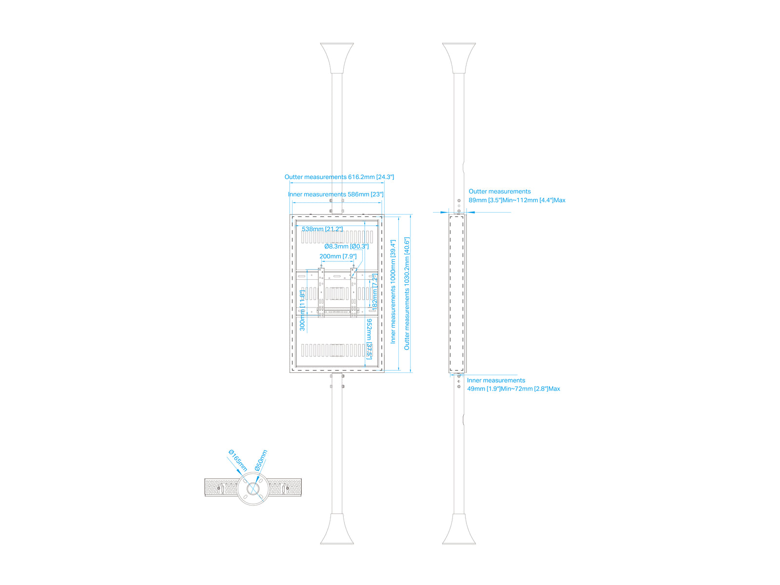 Multibrackets M Pro Series Enclosure 43" Floor to Ceiling Medium White Signage Display Enclosures Multibrackets