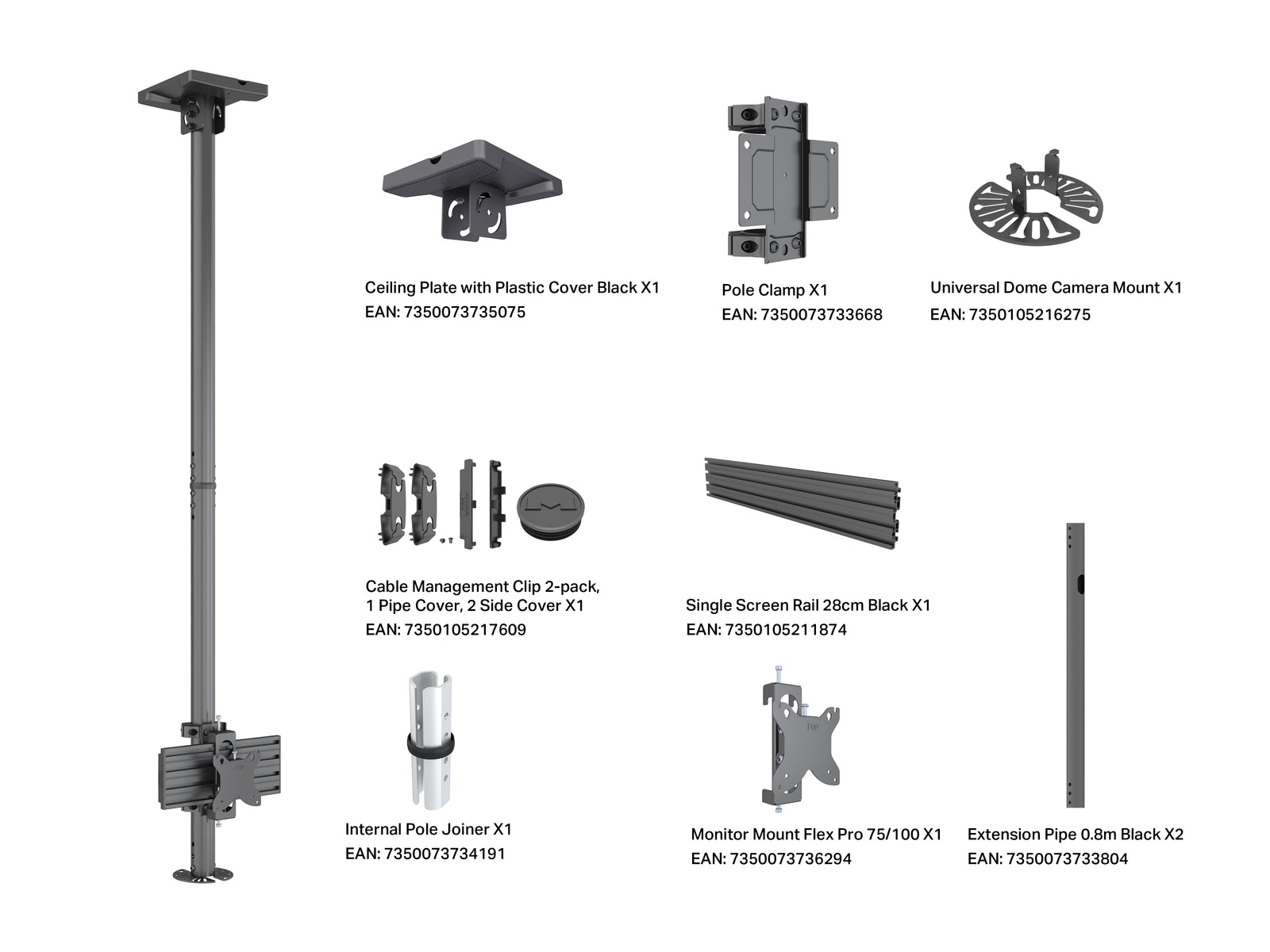 Multibrackets MBC1U M Pro CCTV Ceiling Mount For Single-Dome Camera | 7340234811373 Ceiling Mount Bracket Multibrackets