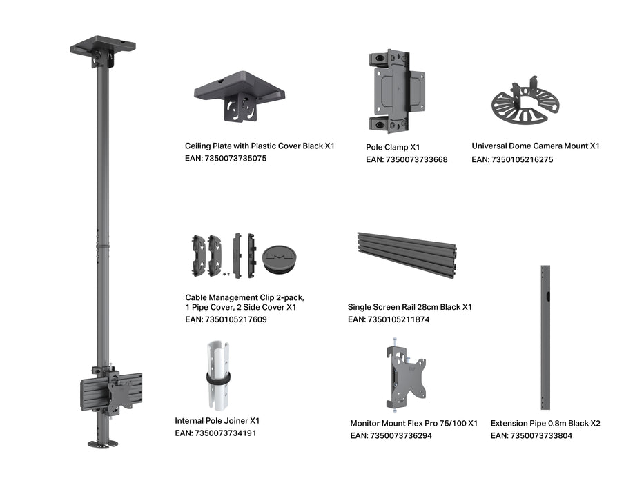 Multibrackets MBC1U M Pro CCTV Ceiling Mount For Single-Dome Camera | 7340234811373