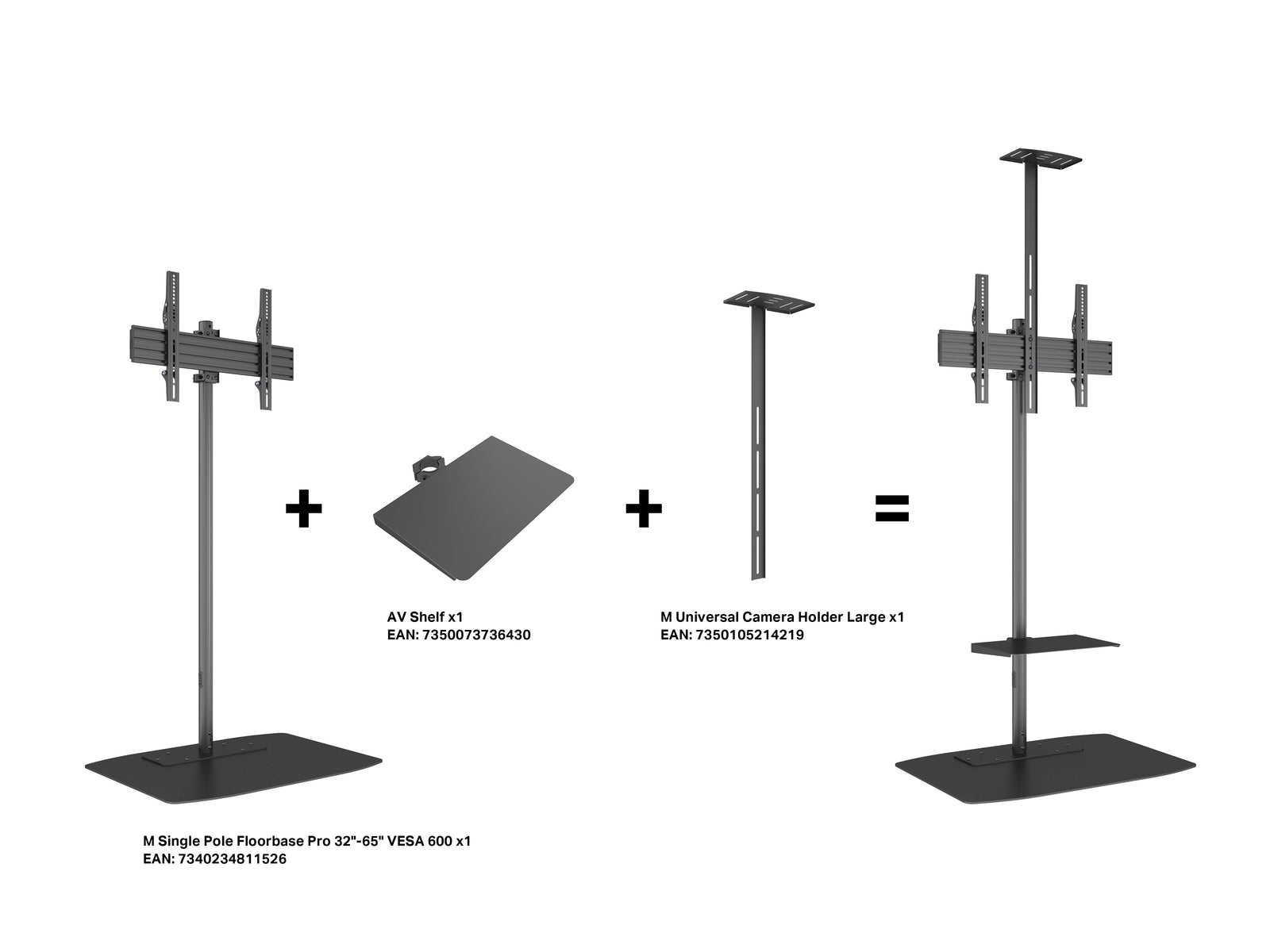 Multibrackets M Single Pole 1.5m Floor Stand For 32"-65" Screens | 7340234811526