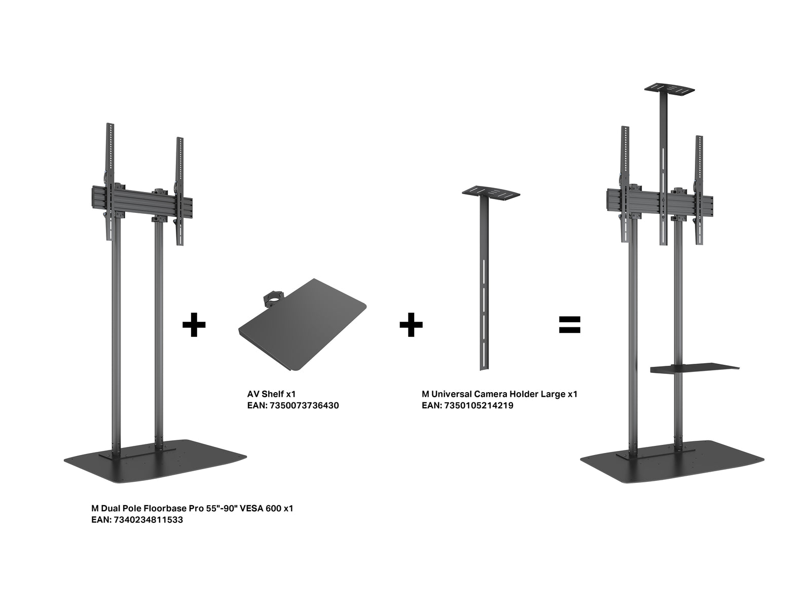 Multibrackets M Pro 1.5m Dual Pole Floor Stand For 55"-90" Screens | 7340234811533