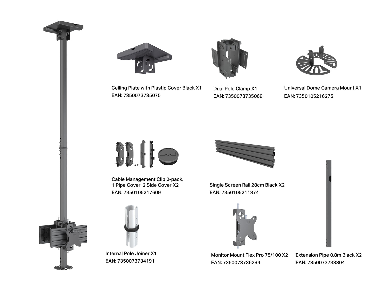 Multibrackets M Pro CCTV Ceiling Mount | 7340234811786 Ceiling Mount Bracket Multibrackets