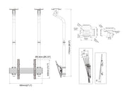 Multibrackets MBC1USDGC M Pro 1.5m Ceiling Mount For 40"-100" Displays | 7340234811922 Ceiling Mount Bracket Multibrackets