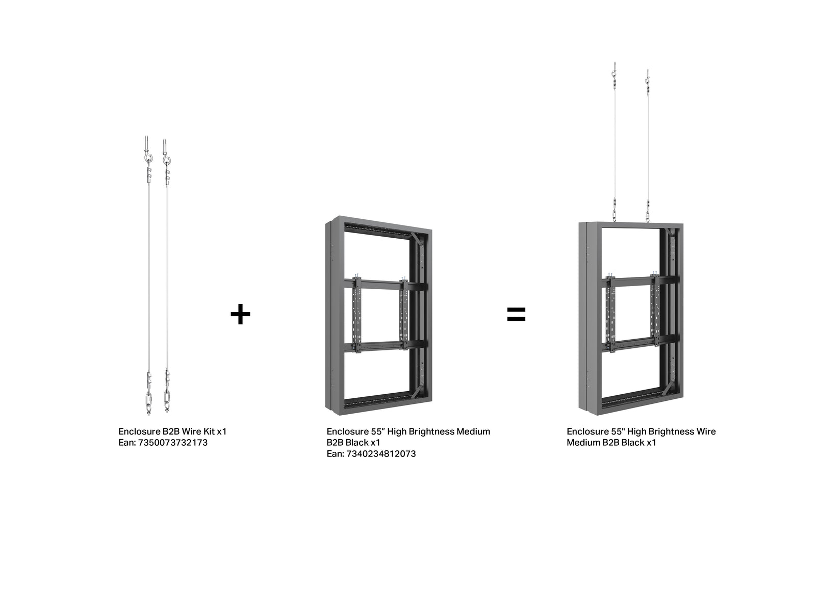 Multibrackets M Pro 55" High Brightness Digital Signage Enclosure – Black | 7340234812073 Signage Display Enclosures Multibrackets