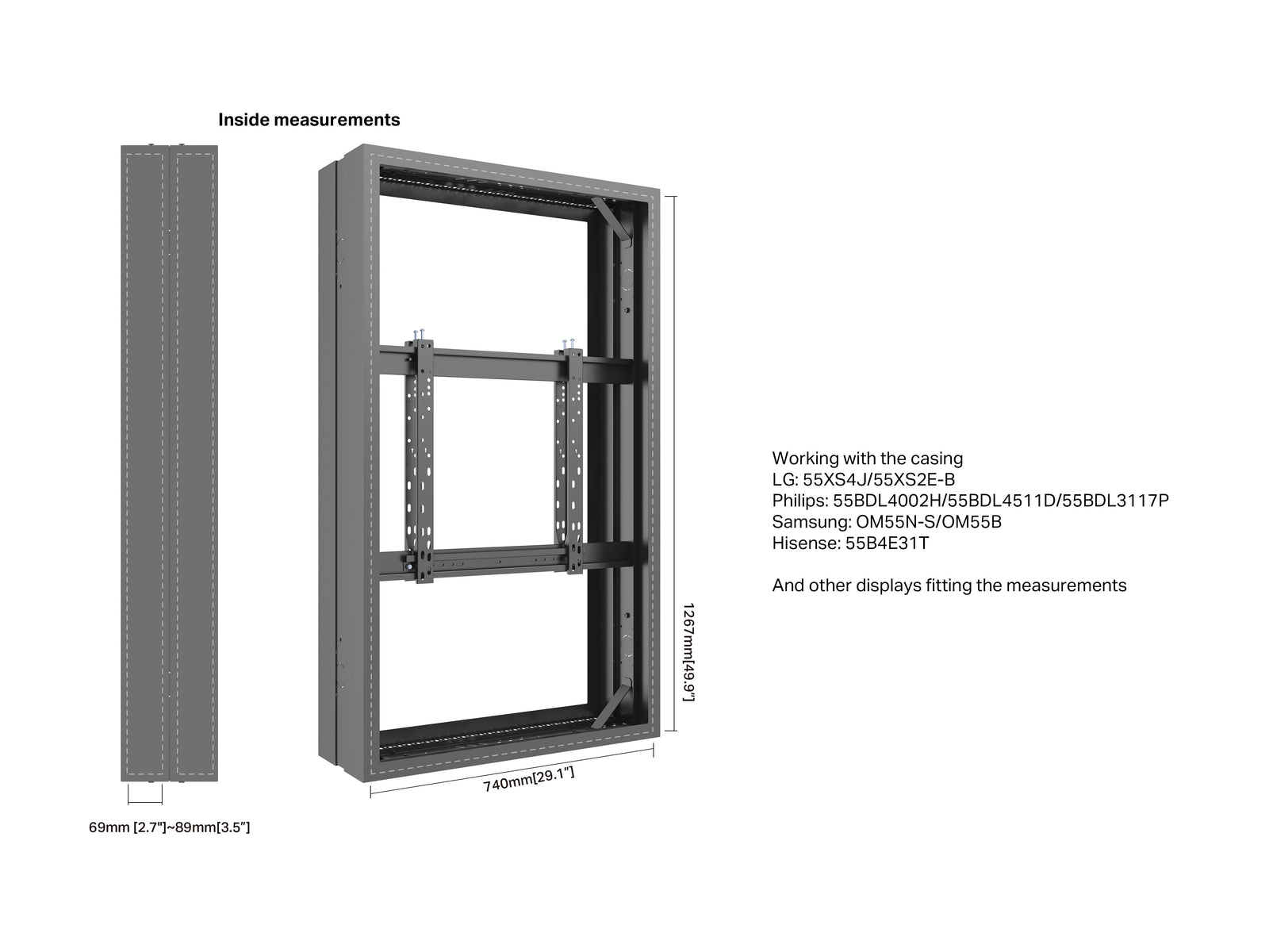 Multibrackets M Pro 55" High Brightness Digital Signage Enclosure – Black | 7340234812073 Signage Display Enclosures Multibrackets