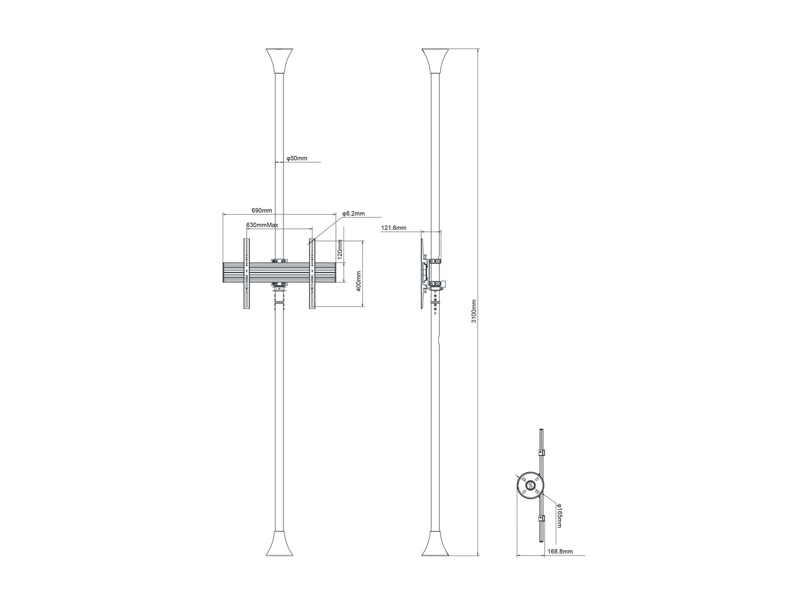 Multibrackets MBFC1U M Pro 3m Floor to Ceiling for 40"-65" Screens | 7340234812486