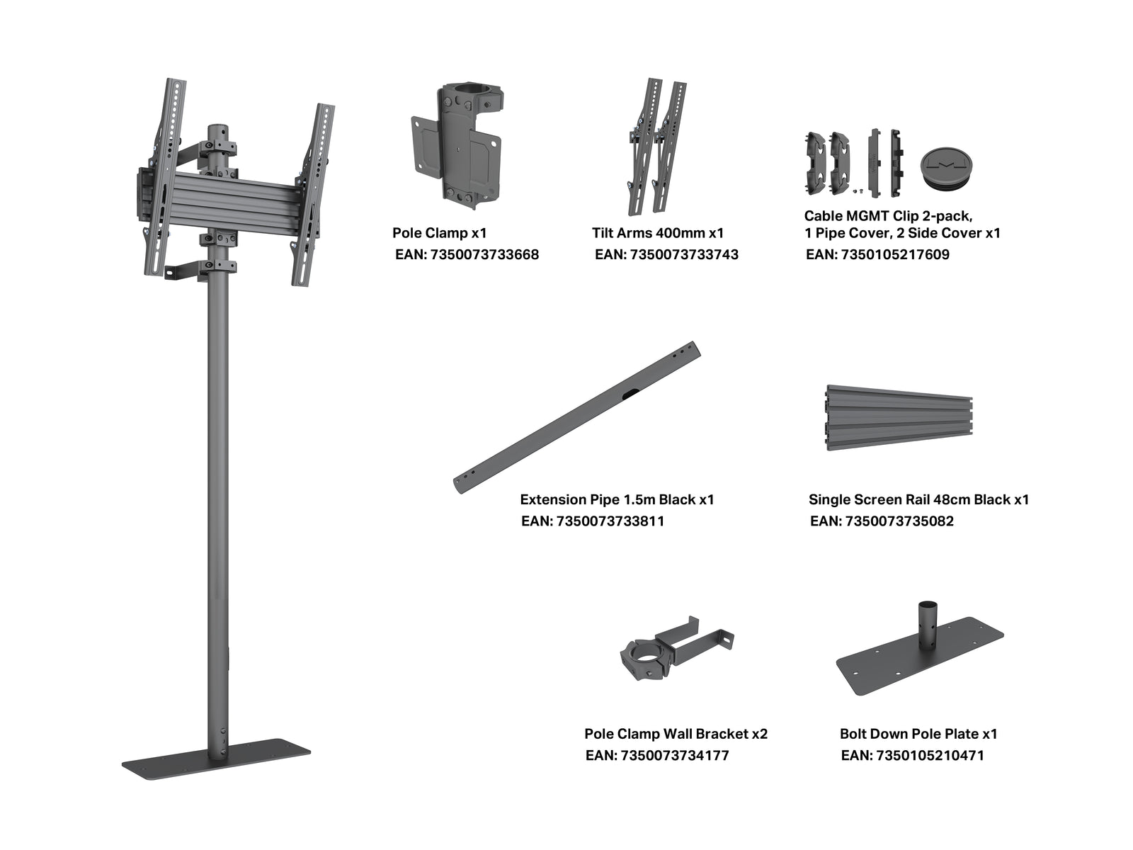 Multibrackets MBFW1U M Pro Floorstand to Wall Mount For 32"-65" Screens | 7340234812592