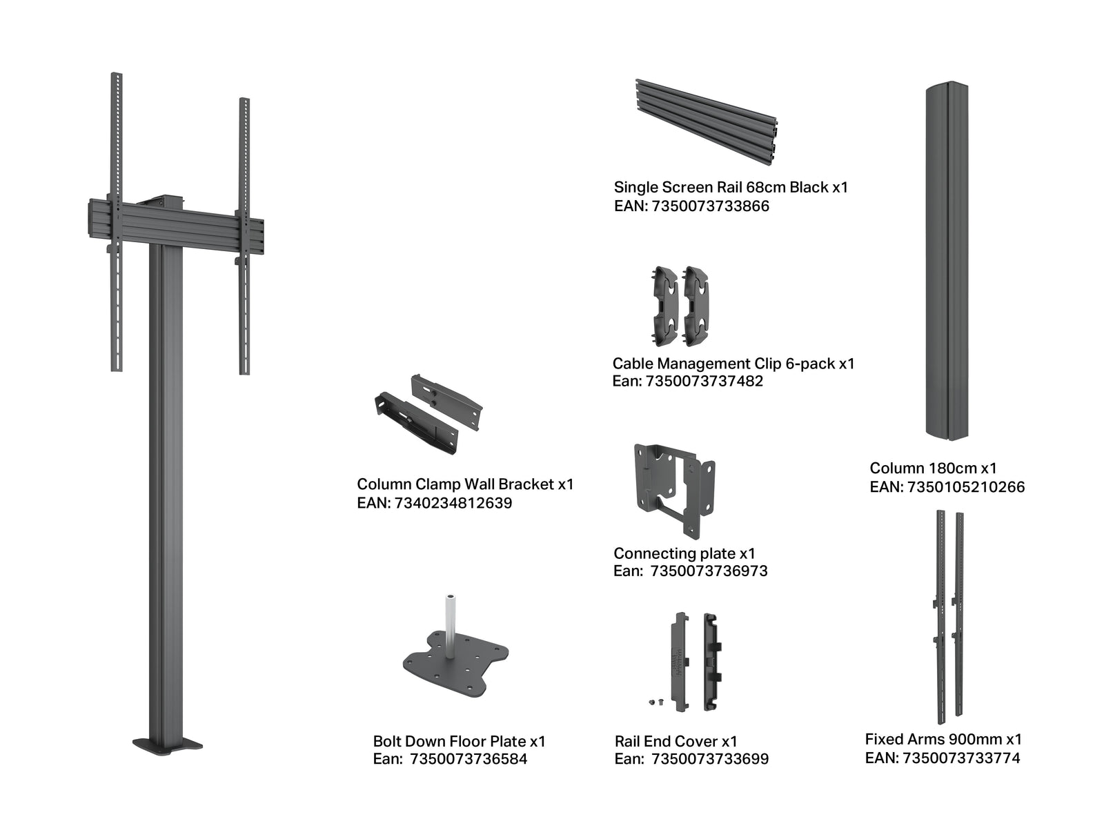 Multibrackets M Pro Fixed Floor to Wall Column For 55"-98" Screens | 7340234812684