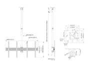 Multibrackets MBC2X1UP M Pro 1.5m 2-Screen Ceiling Mount For 40"-65" Screens | 7340234813971 Ceiling Mount Bracket Multibrackets