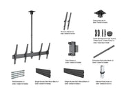 Multibrackets MBC2X1UP M Pro 1.5m 2-Screen Ceiling Mount For 40"-65" Screens | 7340234813971 Ceiling Mount Bracket Multibrackets