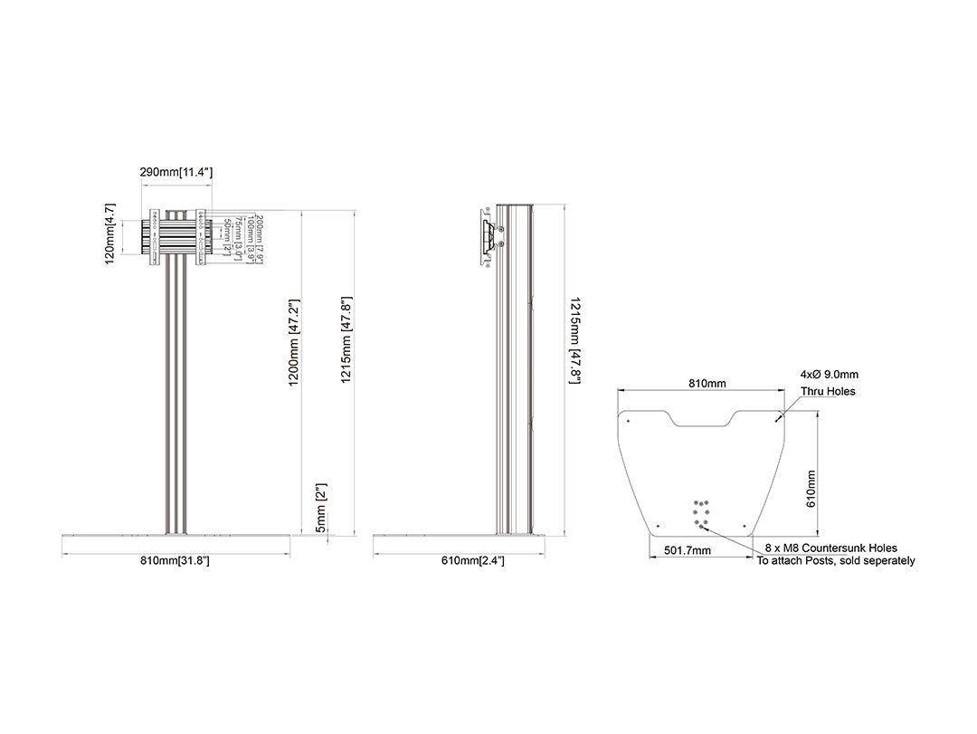 Multibrackets M Column Pro 120 Digital Signage Floor Stand - VESA 200x200 | 7340234816699 Floor Stand Multibrackets