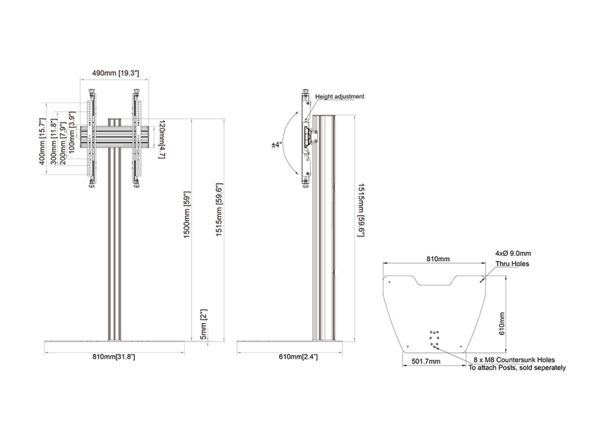 Multibrackets M Column Pro 150 Digital Signage Floor Stand - VESA 400x400 | 7340234816736 Floor Stand Multibrackets